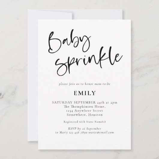 Invitation Script moderne N'importe quelle couleur Bébé Sprin (Devant)