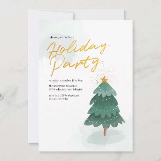 Invitation Script moderne Noël Tree Party (Devant)