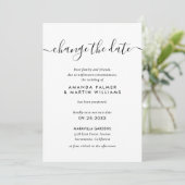 Invitation Script moderne Noir Blanc Changer Le Mariage Date (Debout devant)