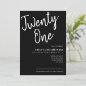 Invitation Script moderne noir élégant 21e anniversaire (Debout devant)