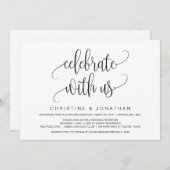 Invitation Script moderne, Noir, Elopement Mariage (Devant / Derrière)