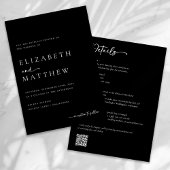 Invitation Script moderne noir et blanc tout en un Mariage
