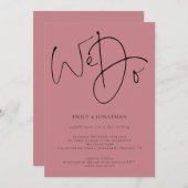 Invitation Script moderne Nous faisons Dusty Rose QR Code Mar (Devant / Derrière)