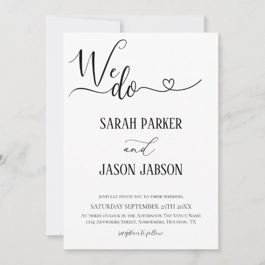Invitation Script moderne Nous faisons Mariage simple (Devant)