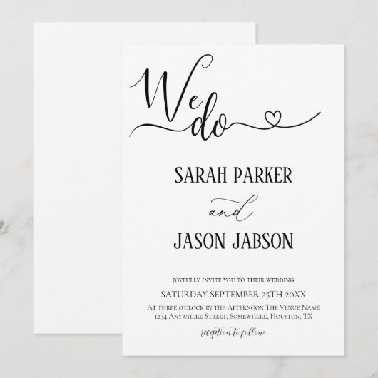 Invitation Script moderne Nous faisons Mariage simple (Devant / Derrière)