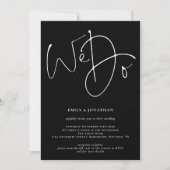 Invitation Script moderne Nous faisons QR Code Mariage Noir (Devant)