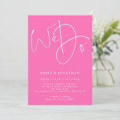 Invitation Script moderne Nous faisons QR Code Mariage rose c (Debout devant)