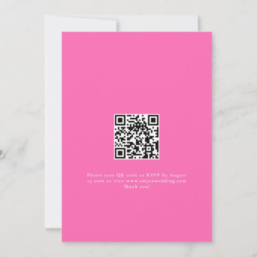 Invitation Script moderne Nous faisons QR Code Mariage rose c (Dos)