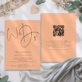 Invitation Script moderne Nous faisons QR Code Peach Mariage