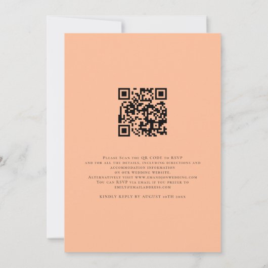 Invitation Script moderne Nous faisons QR Code Peach Mariage (Dos)