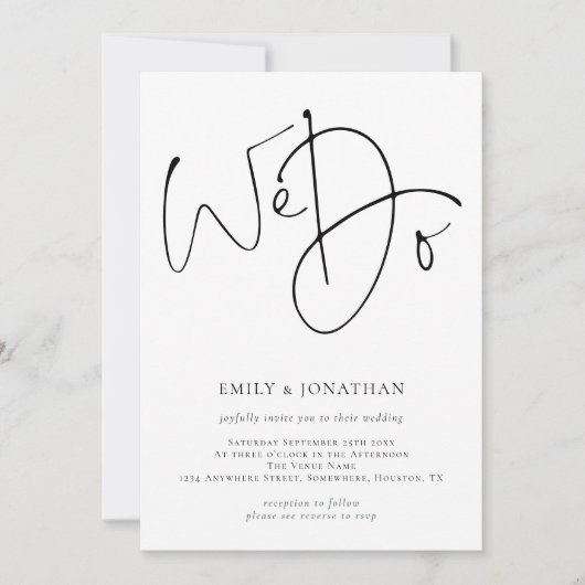 Invitation Script moderne Nous faisons QR Code Simple Mariage (Devant)