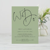 Invitation Script moderne Nous faisons Sage Green QR Code Mar (Debout devant)