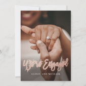 Invitation Script moderne Nous sommes engagés Photo Engagemen (Devant)