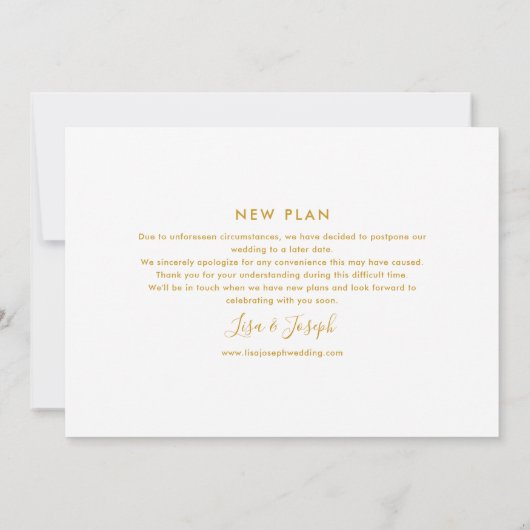 Invitation Script moderne Or Modifier la date Nouveau plan (Dos)