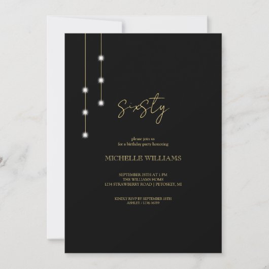 Invitation Script Moderne Partie Noir Et Or (Devant)