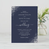 Invitation Script moderne Parties scintillant en argent Marin (Debout devant)
