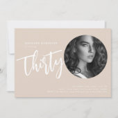 Invitation Script moderne Photo 30e anniversaire Champagne (Devant)