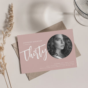 Invitation Script moderne Photo 30e anniversaire fête Dusty r