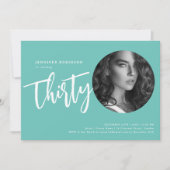 Invitation Script moderne Photo 30e fête d'anniversaire Turqu (Devant)