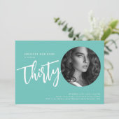 Invitation Script moderne Photo 30e fête d'anniversaire Turqu (Debout devant)
