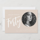 Invitation Script moderne Photo 40e anniversaire Champagne (Devant)