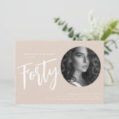 Invitation Script moderne Photo 40e anniversaire Champagne (Debout devant)