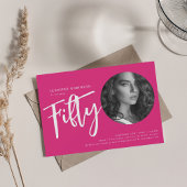 Invitation Script moderne Photo 50e anniversaire fête Hot ros