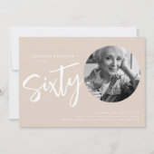 Invitation Script moderne Photo 60e anniversaire Champagne (Devant)