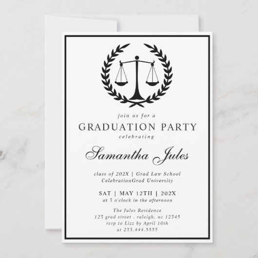 Invitation Script moderne Photo Law School Graduation (Devant)