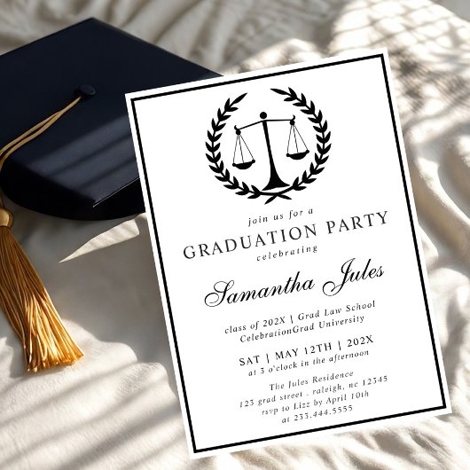 Invitation Script moderne Photo Law School Graduation