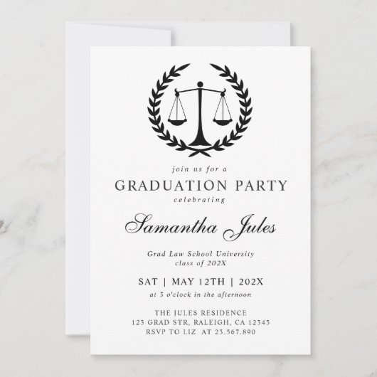 Invitation Script moderne Photo Law School Graduation (Devant)