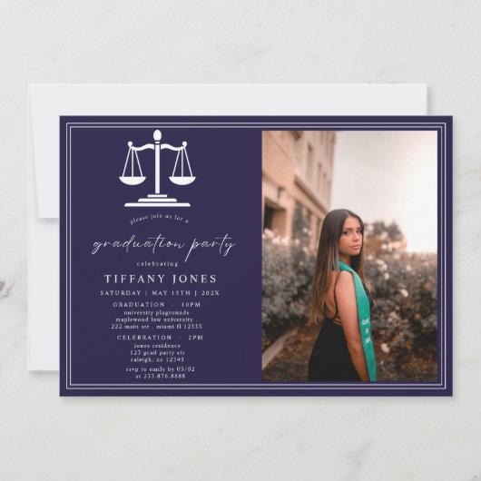 Invitation Script moderne Photo Law School Graduation Party (Devant)
