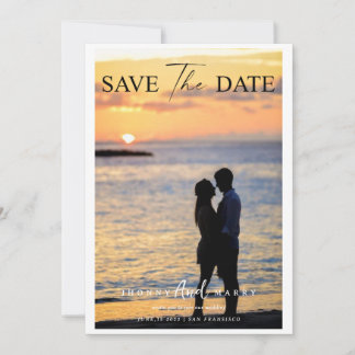 Invitation Script Moderne Photo Personnalisée Enregistrer Les