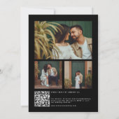 Invitation Script moderne Photo QR Code Mariage noir (Dos)