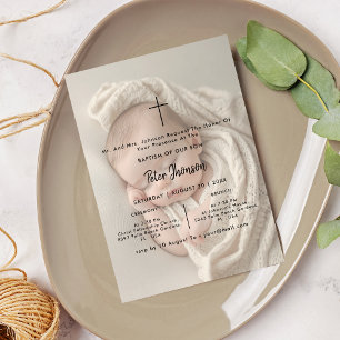 Invitation Script moderne Photo superposition Genre Baptême n