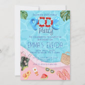Invitation Script moderne Pool Party Sweet 16 Anniversaire (Devant)