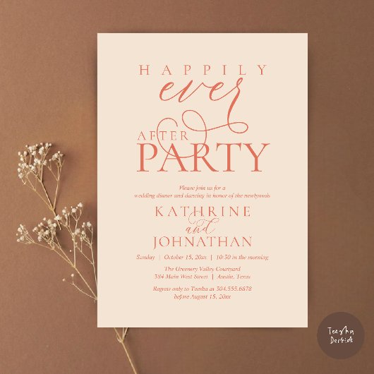 Invitation Script Moderne pour une Fête de Mariage Intime et 