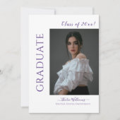 Invitation Script moderne Purple Photo Graduation (Devant)