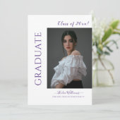 Invitation Script moderne Purple Photo Graduation (Debout devant)