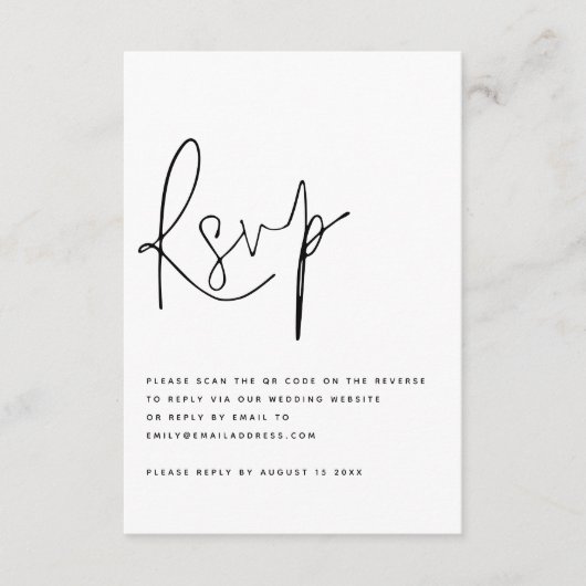 Invitation Script moderne QR Code Mariage RSVP (Devant)