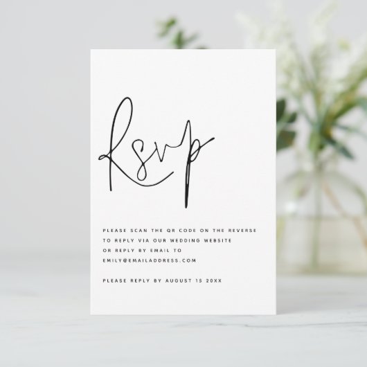 Invitation Script moderne QR Code Mariage RSVP (Debout devant)