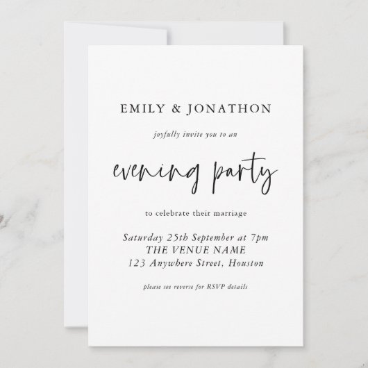 Invitation Script moderne QR Code Mariage Soirée Fête Invita (Devant)