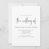 Invitation Script moderne QR Code noir et blanc Mariage (Devant)