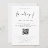 Invitation Script moderne QR Code noir et blanc Mariage (Devant)