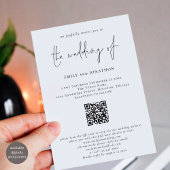 Invitation Script moderne QR Code noir et blanc Mariage