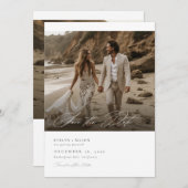 Invitation Script moderne QR Code photo mariage Enregistrer l (Devant / Derrière)