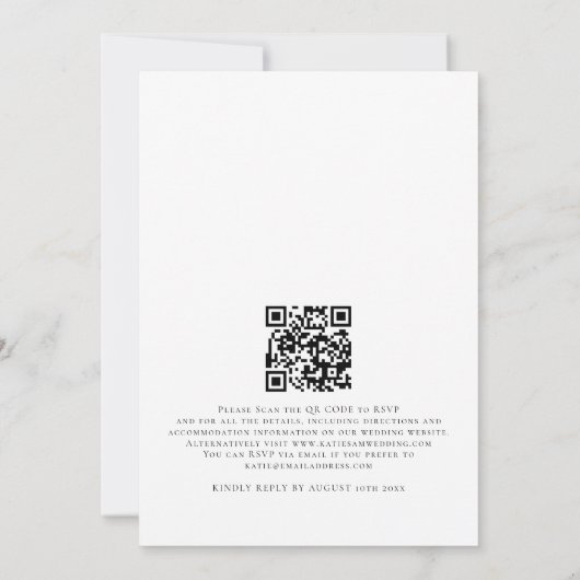 Invitation Script moderne QR Code photo Mariage lesbien (Dos)