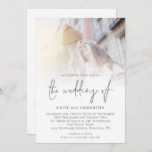 Invitation Script moderne QR Code photo Mariage lesbien (Devant / Derrière)