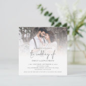 Invitation Script moderne QR Code Photo Mariage Note de Carré (Debout devant)