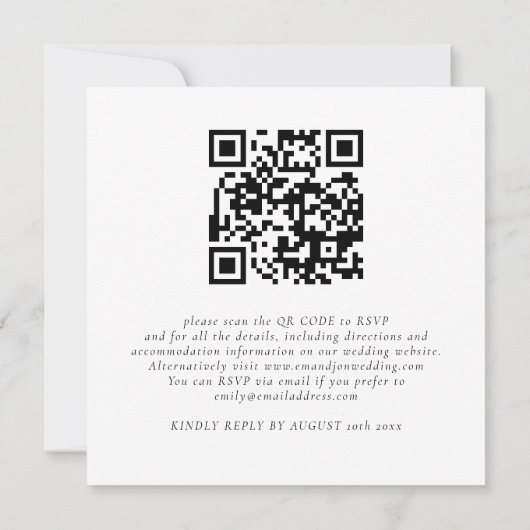 Invitation Script moderne QR Code Photo Mariage Note de Carré (Dos)